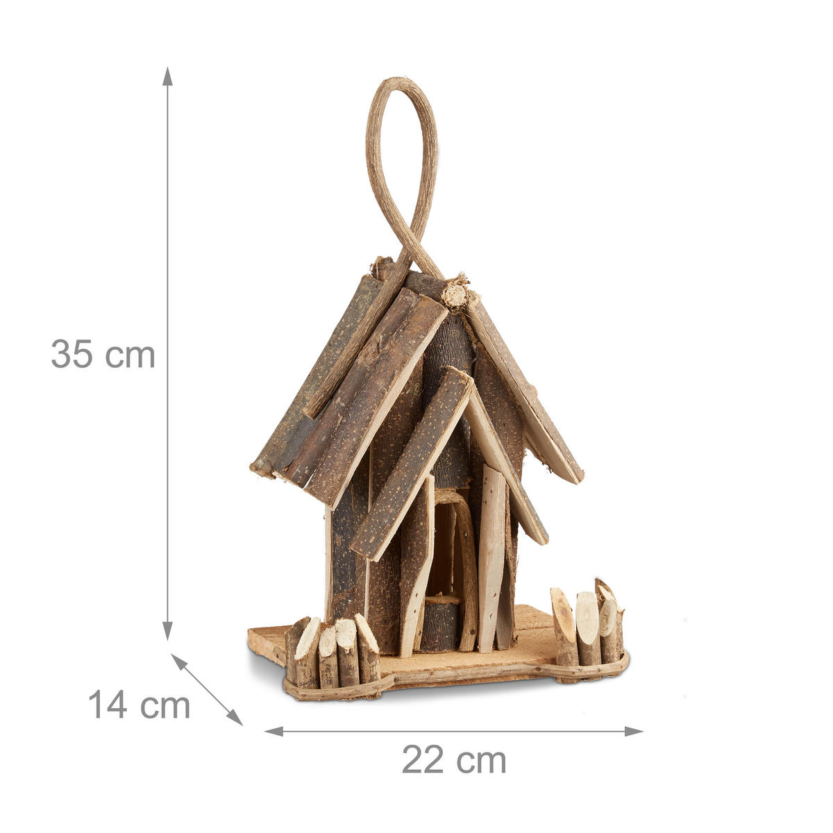 VOGELHAUS Deko - Braun, Holz (22/35/14cm) - Relaxdays