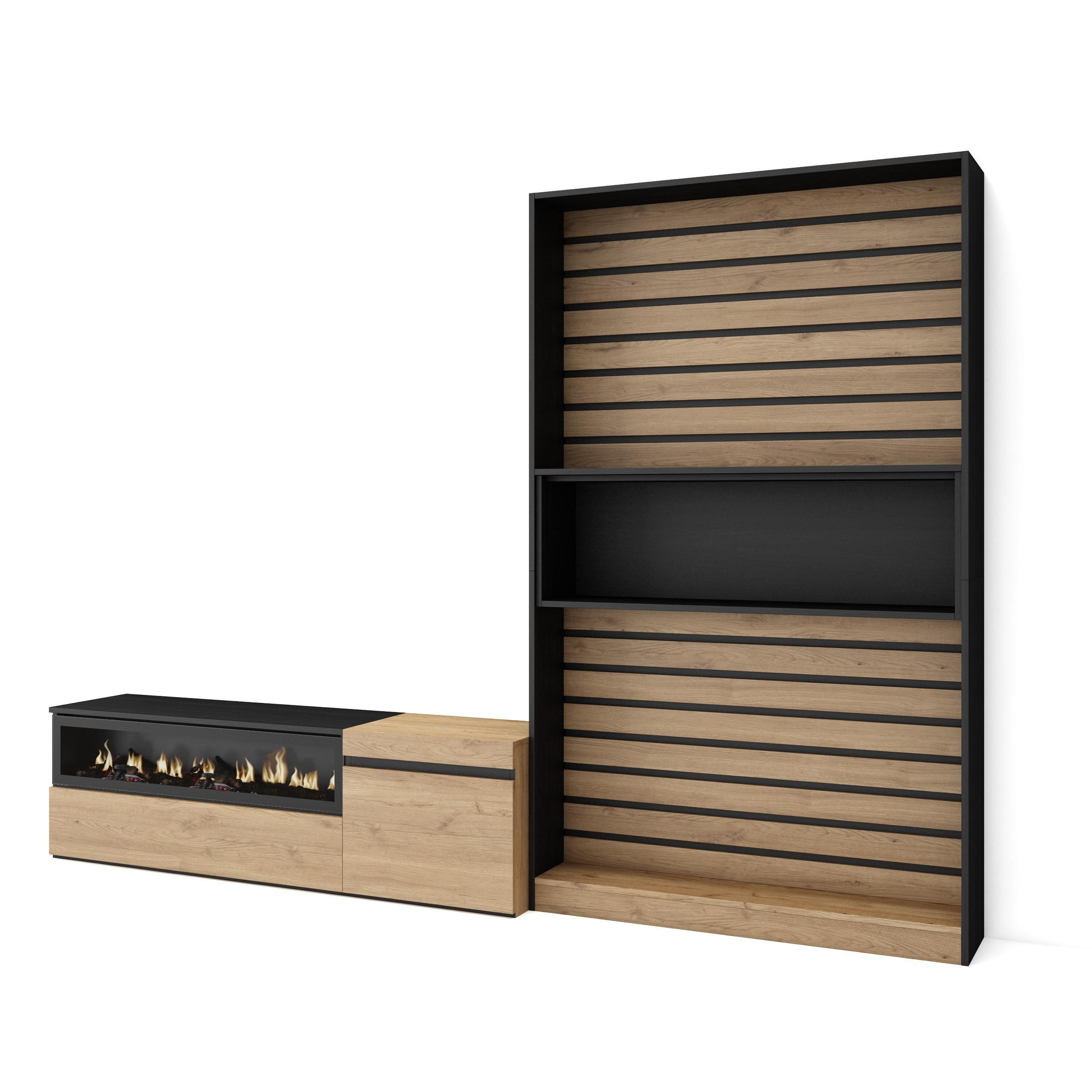 Skraut Home Wohnwand Eiche 260x186x35 cm