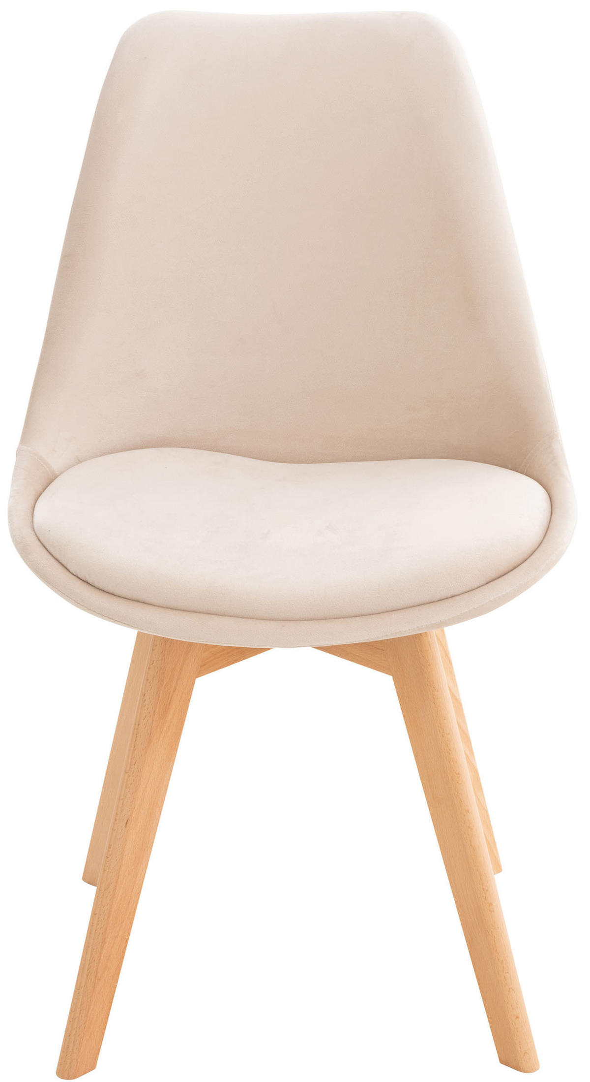 STUHL Samt beige - Eukalyptusholzfarben/Beige, Holz/Textil (49/83/50cm) - CLP