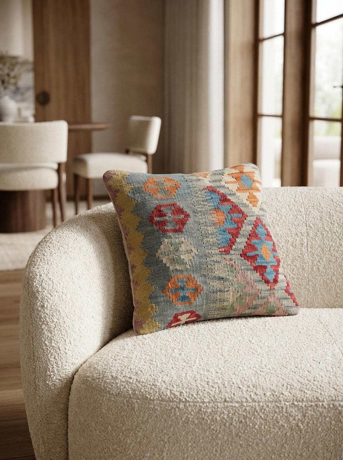 KELIM-KISSEN Mehrfarbig 50/50 cm Schurwolle - Multicolor, Textil (50/50cm) - Looma
