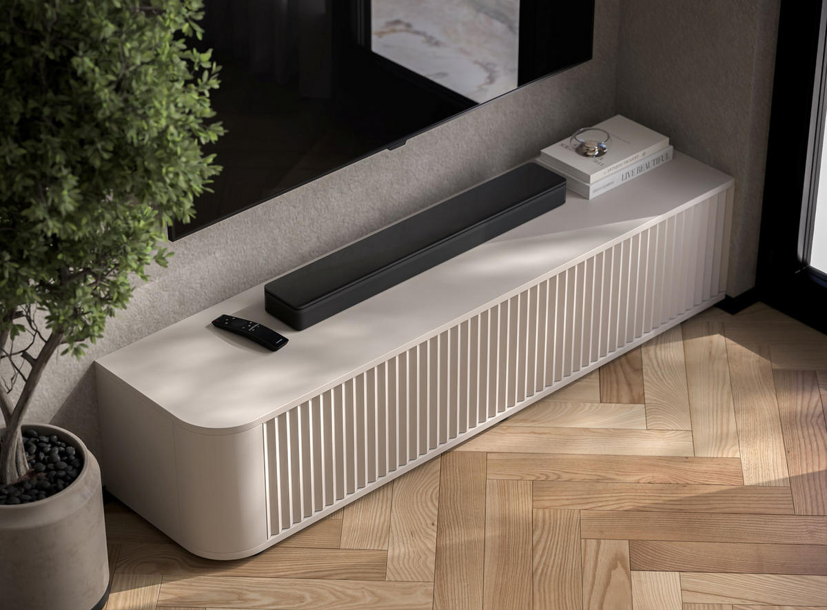 TV komoda Aurora matná kašmírová 140 cm s nízkymi nožičkami - kašmírová, kompozitné drevo (140/31/35cm) - Meble Lindner