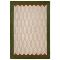 WOLLTEPPICH handgetuftet DARENT, Wabenmuster, Erdtöne-Grün, 200 x 290 cm - Grün, Textil (200/290cm) - KADIMA DESIGN