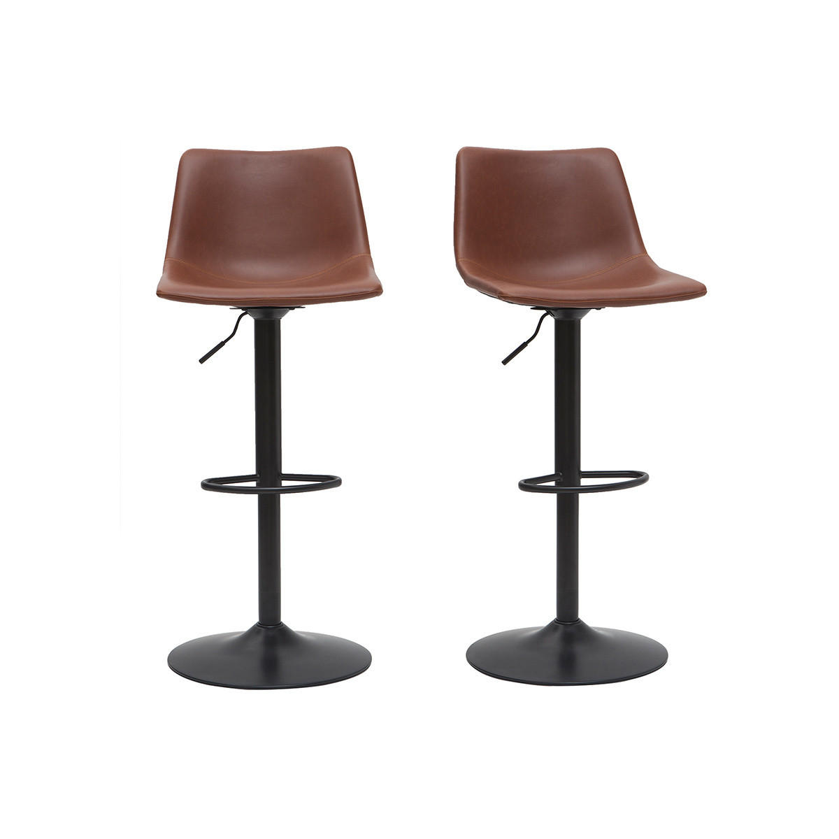 BARHOCKER Vintage PU Hellbraun 2er-Set NEW ROCK - Hellbraun, Textil (47/112.5/46cm) - Miliboo