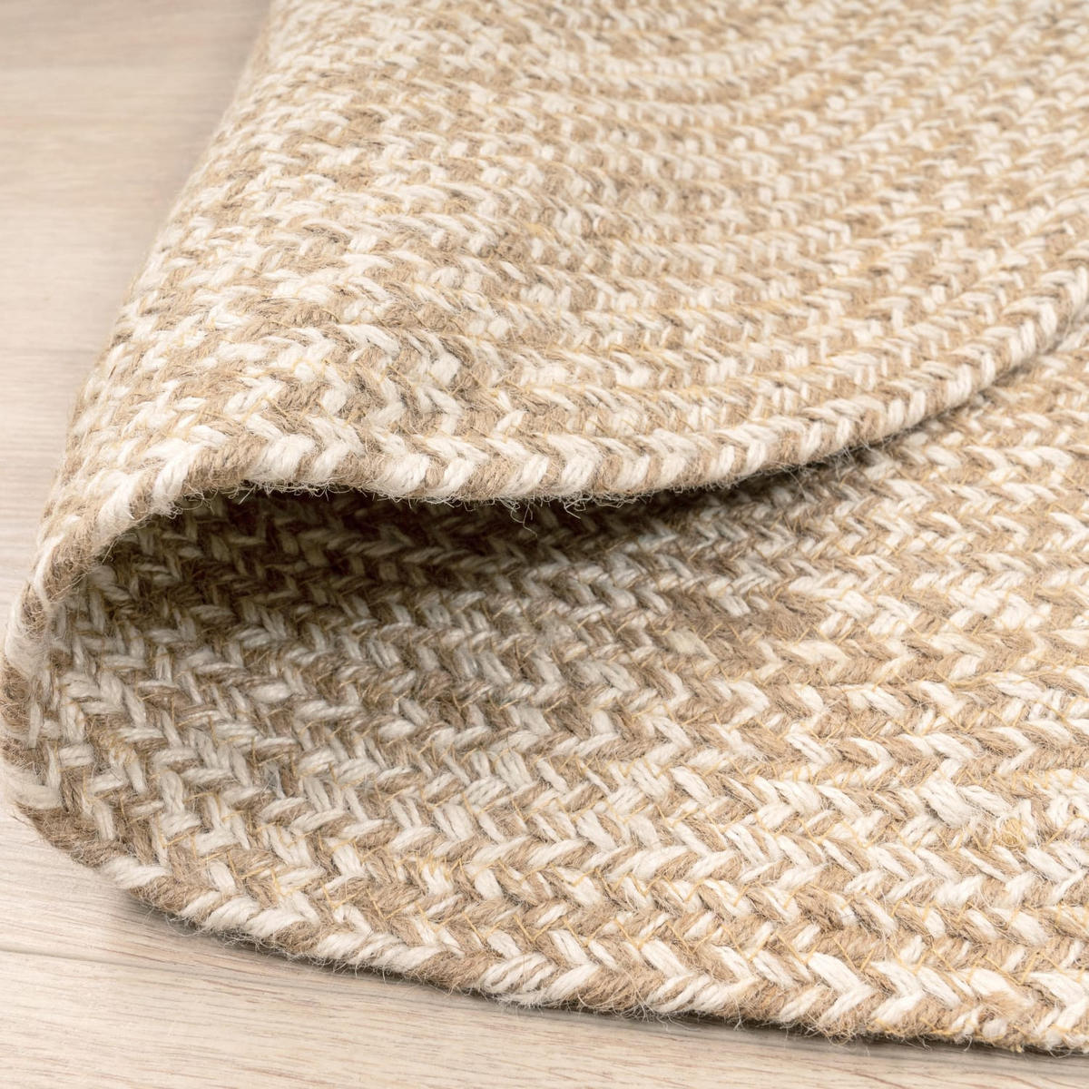 BAUMWOLLTEPPICH Boho wendbar schmutzabweisend Beige Rund 120D - Beige, Textil (120/120cm) - KADIMA DESIGN