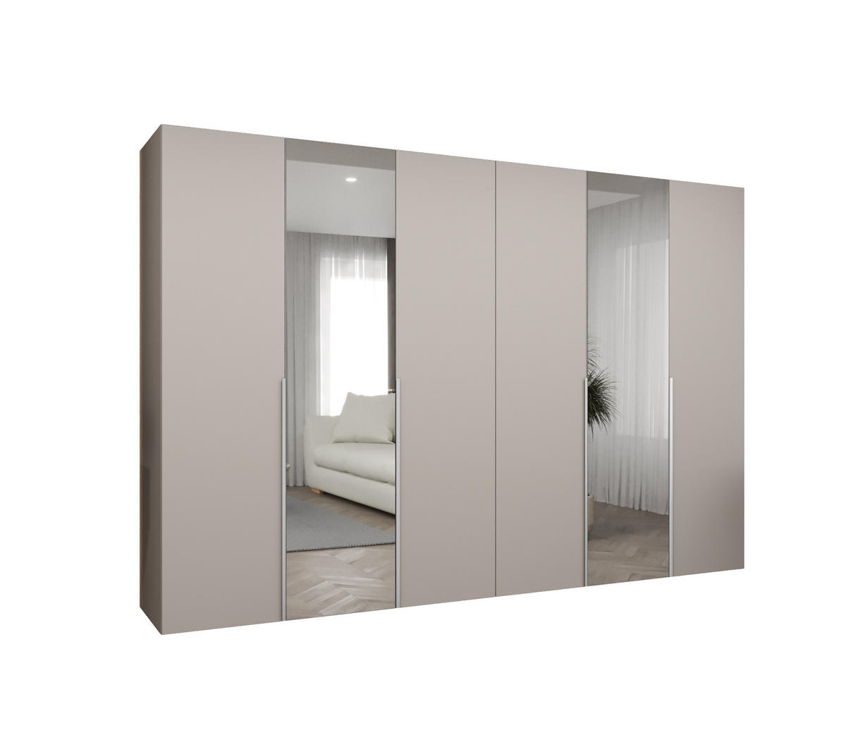 DREHTÜRENSCHRANK 202/300/52 6-türig - Kaschmir, Holz (300/202/52cm) - Abiks Möbel