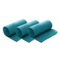 FLEECEDECKE 3er Set türkis 130/160 cm Kettelrand Anti-Pilling - Türkis, Textil (130/160cm) - wometo