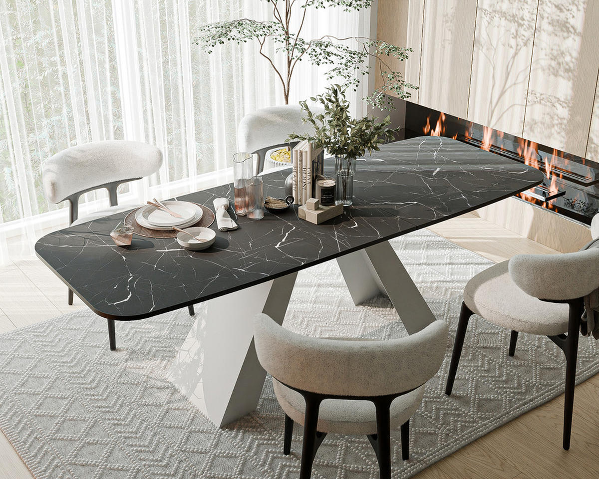 AUSZIEHTISCH ZENITH 160/90/76 cm mit Metallgestell, Weiß / Grau - Weiß/Grau, Holzwerkstoff/Metall (90/160/76cm) - Idohome