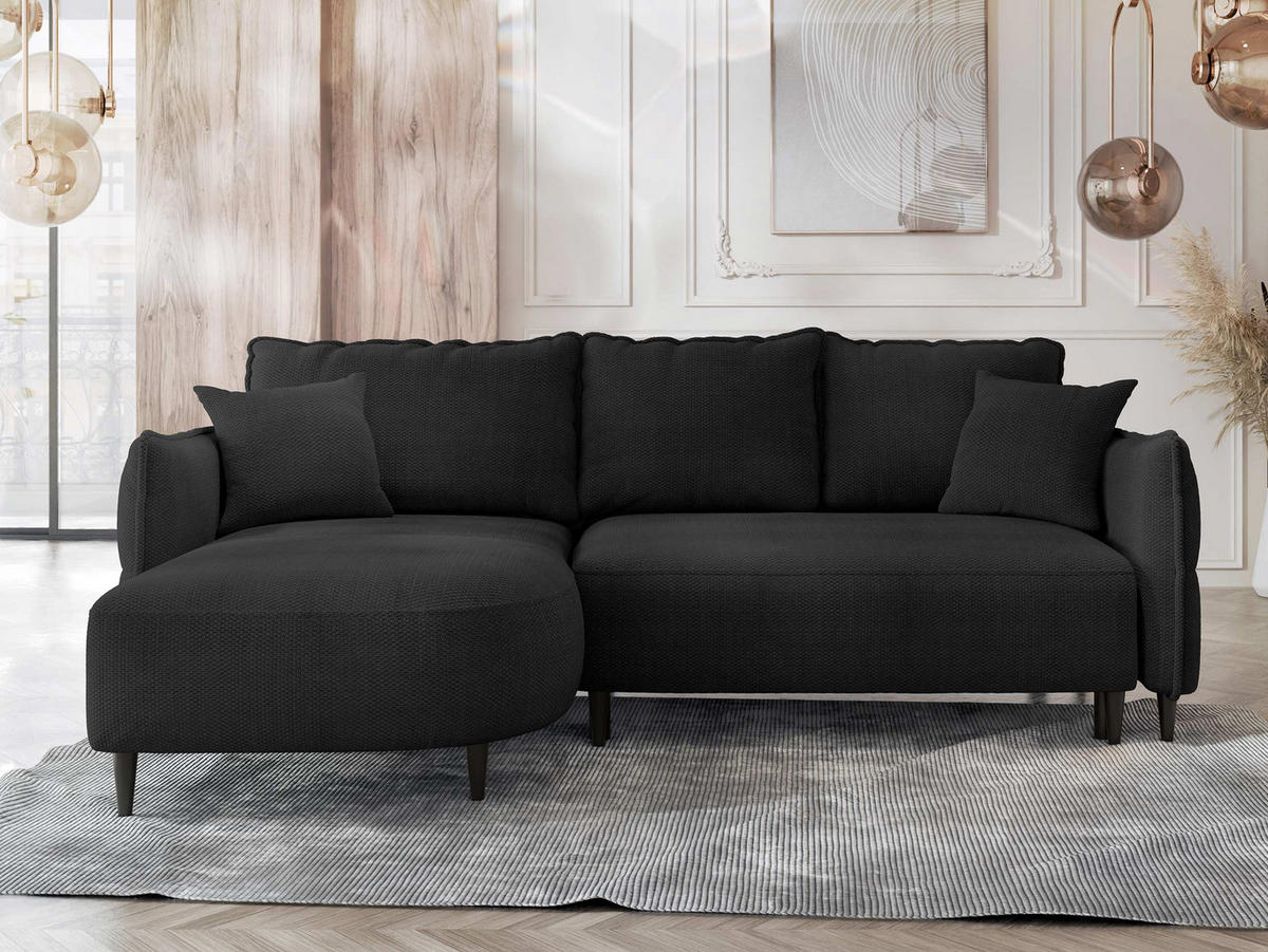ECKSOFA Sycylia, Seite: Links - Anthrazit/Schwarz, Holz/Textil (244/165cm) - MIRJAN24