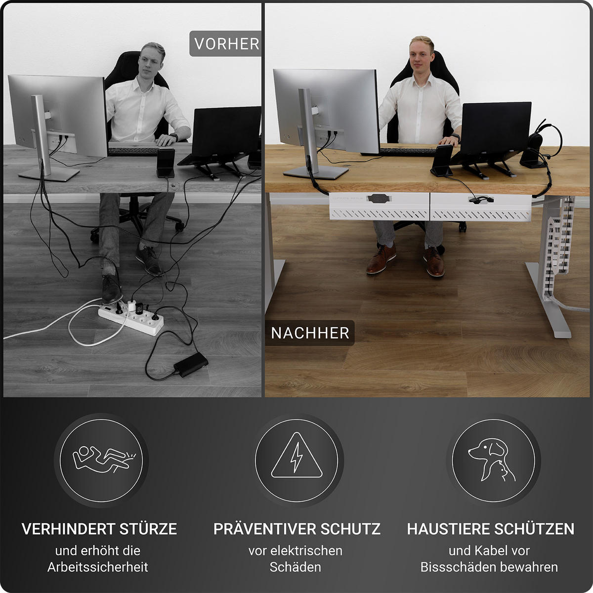 KABELFÜHRUNG Schreibtisch - Kabelmanagement - Weiß - Weiß, Kunststoff (133/5/2.7cm) - Ultimate Setup
