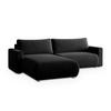 ECKSOFA TURIN M Schwarz Velours-Stoff mit Schlaffunktion - Schwarz, Holz (265/183cm) - MASSENO