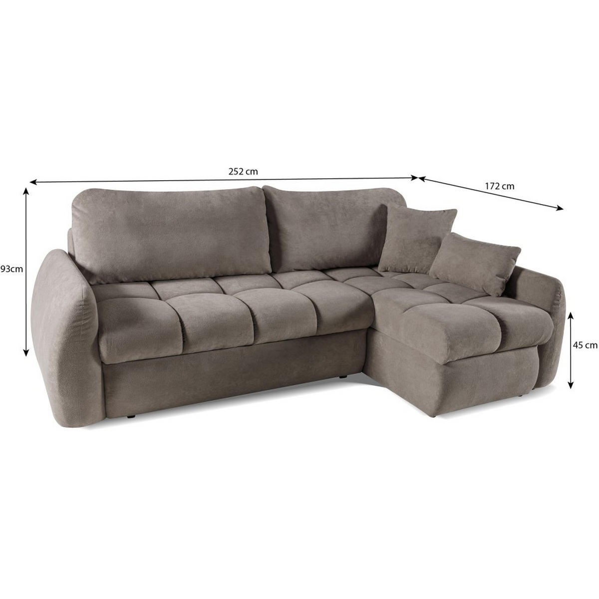 ECKSCHLAFSOFA Glavi mit Bettkasten, universelle Ottomane, Braun - Schwarz/Braun, Textil (252/172cm) - Beautysofa