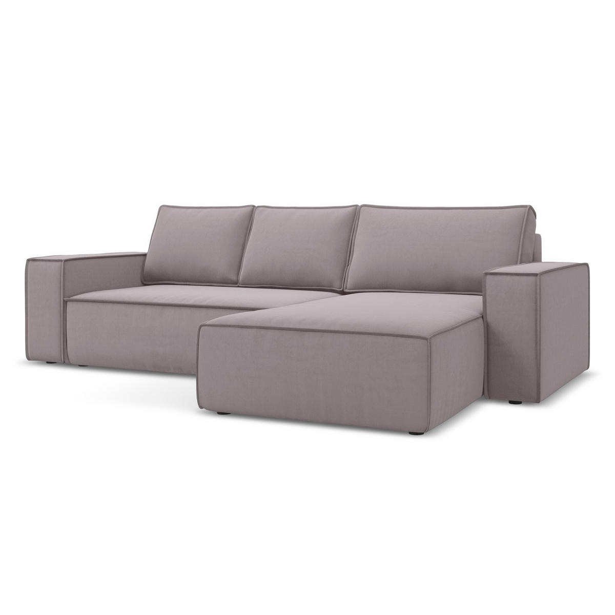ECKSOFA mit Schlaffunktion Samt Stoff Violett - Lila/Flieder, Kunststoff/Textil (290/185cm) - LaMiaSofa