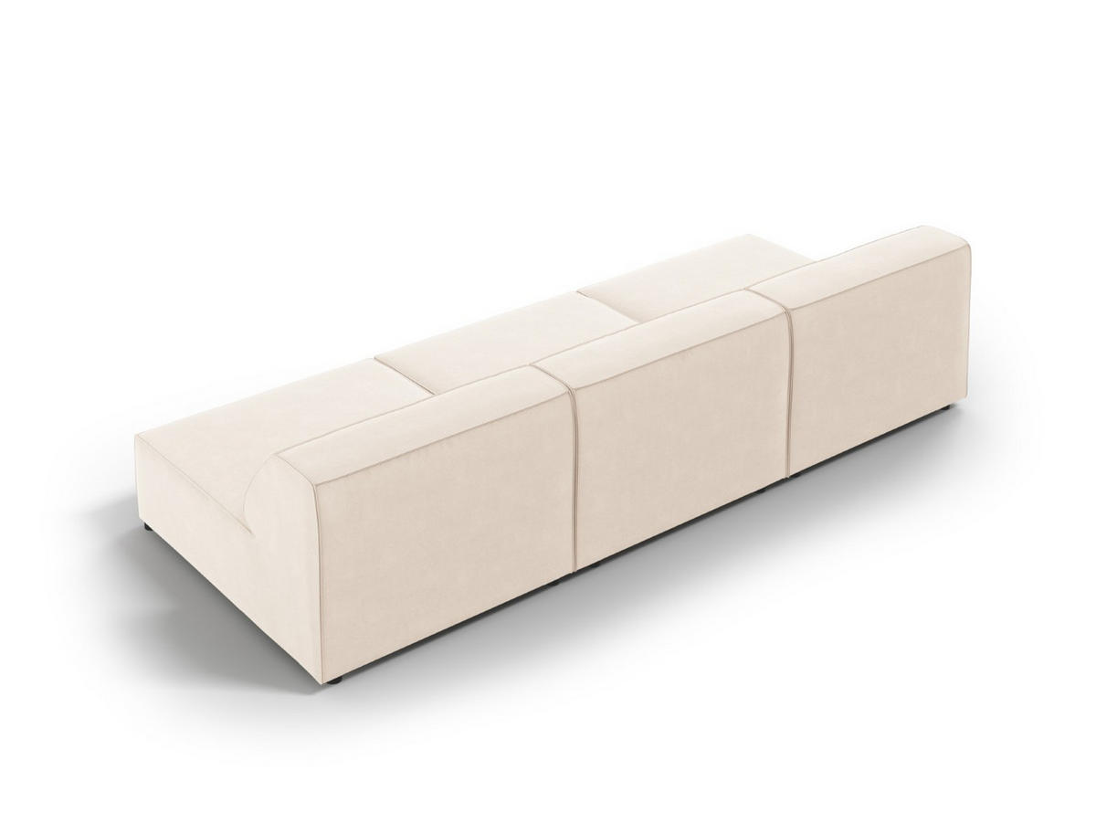 SOFA Jodie aus Samt leichtes beige 3 Sitzplätze - Beige, Textil (240/70/102cm) - Micadoni