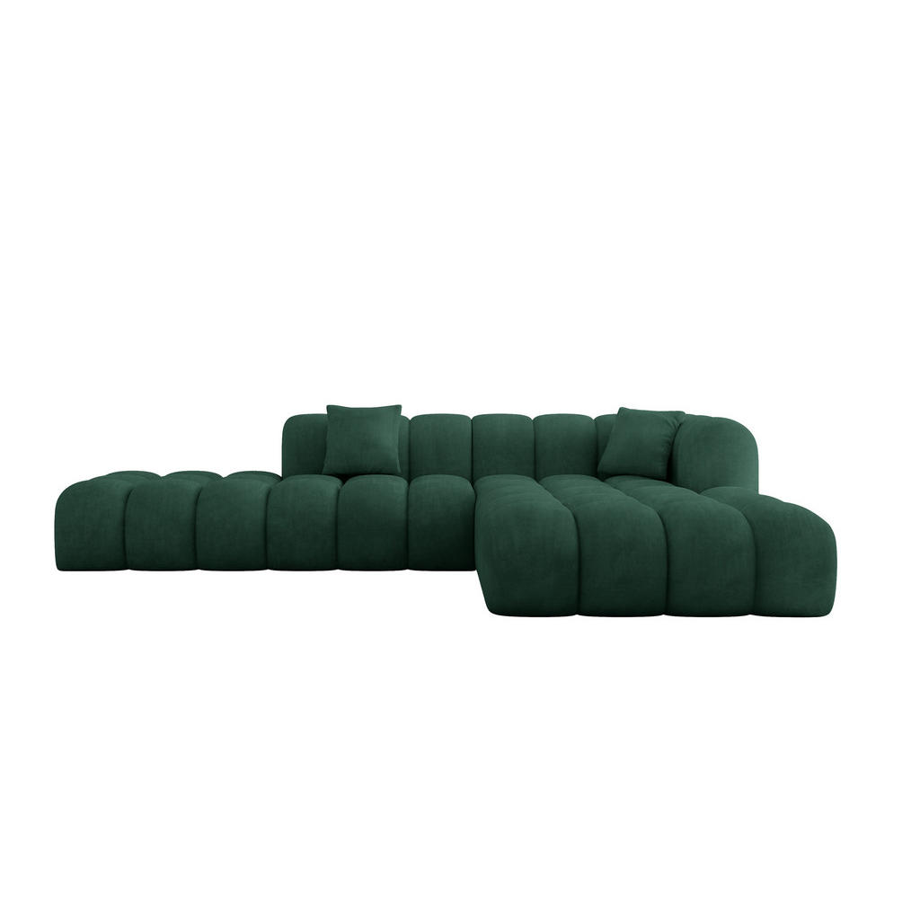 ALTDECOR ROHOVÁ SEDACÍ SOUPRAVA s otomanem vpravo OLEA-L2 - 289x176x71 cm tmavě zelená