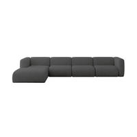 ECKSOFA Ottomane Links MIRA-L3 409x179x70 Dunkelgrau Velours - Dunkelgrau/Schwarz, Holzwerkstoff/Kunststoff (409/179cm) - ALTDECOR