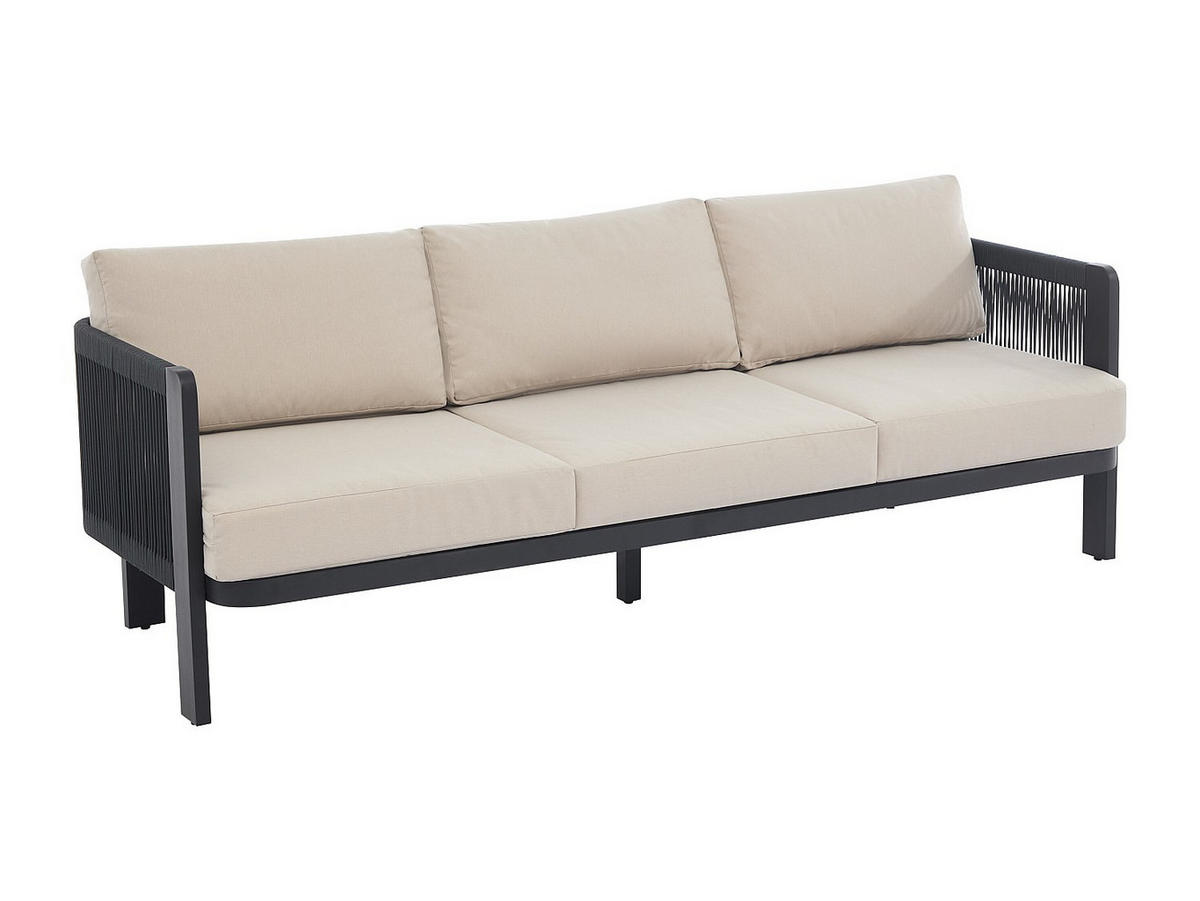 GARTENSITZGRUPPE im Set - 5 -Sitzer - Aluminium - schwarz - HELYSI - Schwarz, Metall - Vente-Unique