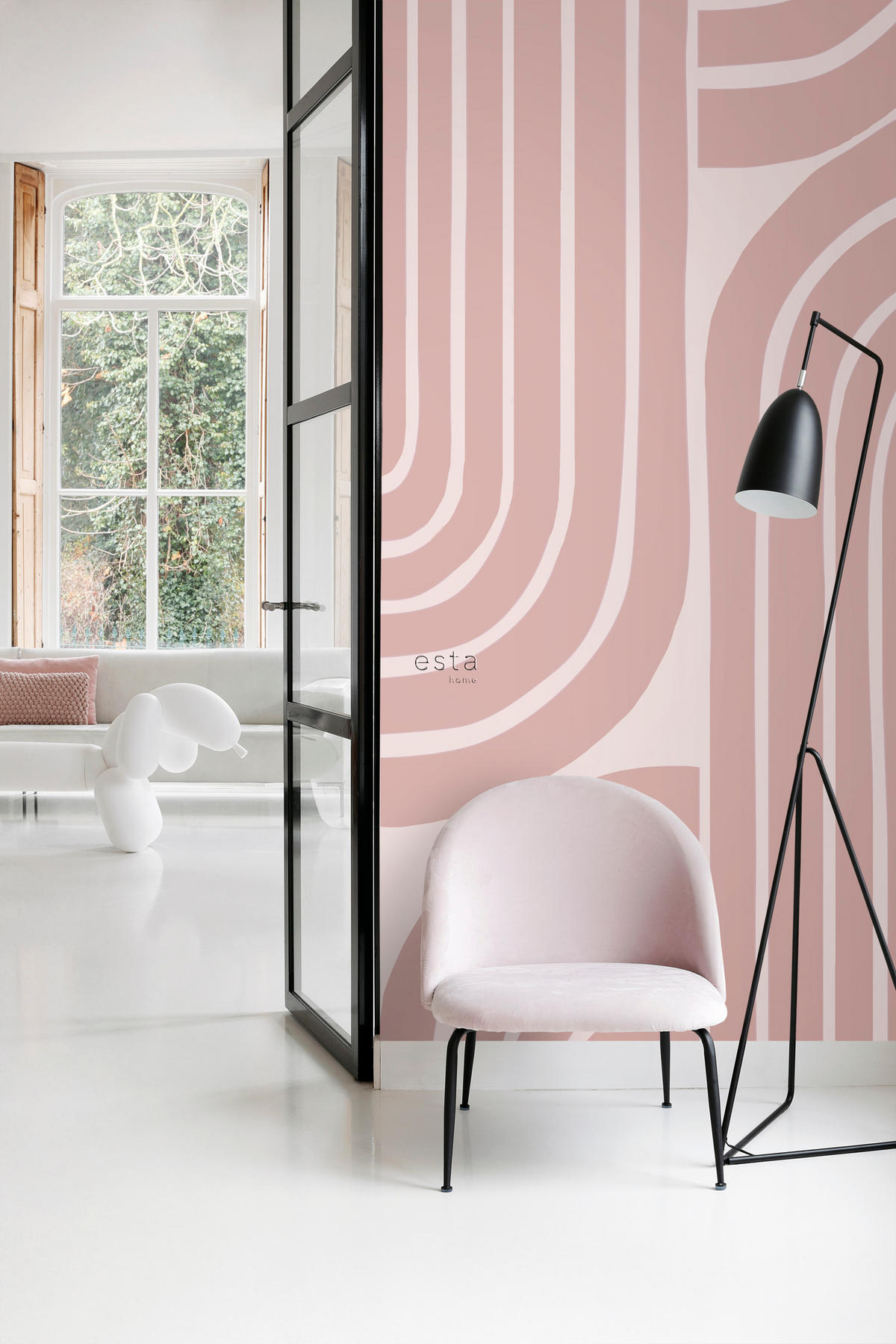 FOTOTAPETE Art Decó Muster 150 x 279 cm - Pink, Papier (150/279cm) - ESTAhome