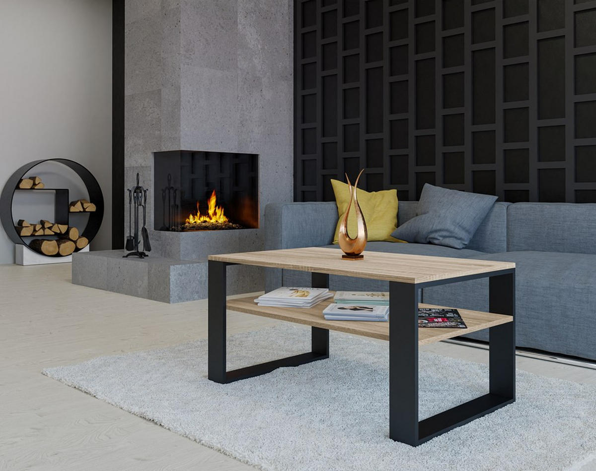 COUCHTISCH Sonoma, Schwarz 90/50/58 - Schwarz, Holzwerkstoff (58/90/50cm) - RAUMHIRSCH FURNITURE