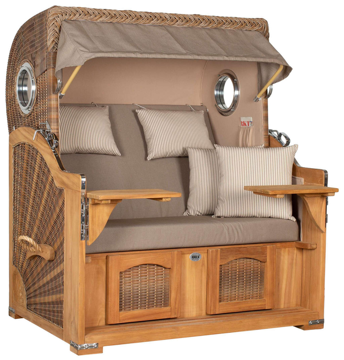 STRANDKORB XXL Düne Grande Teak Banana - Braun, Metall (142/170/95cm) - Mr. Deko