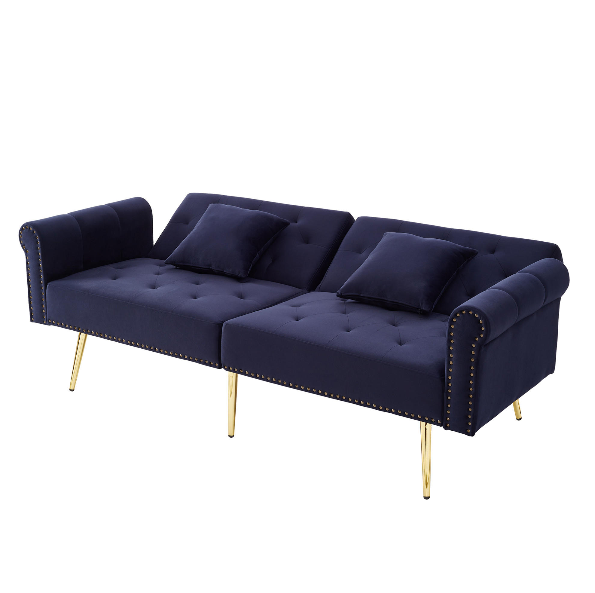 SOFA na razvlačenje od baršuna, 147/85 cm antique plava, dvosjed s podesivim naslonom - plava, plastika (173/70/75cm) - BEAOK
