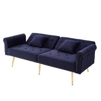 SOFA na razvlačenje od baršuna, 147/85 cm antique plava, dvosjed s podesivim naslonom - plava, plastika (173/70/75cm) - BEAOK