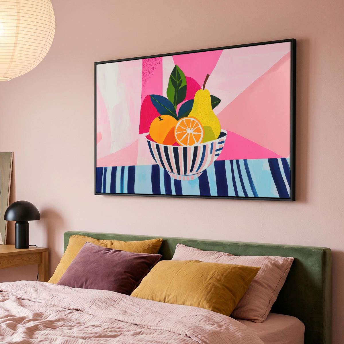 LEINWAND Bilder mit Rahmen - Obst - Abstrakter Hintergrund - Rosa - 140x90 - Pink, Textil (140/90cm) - MuchoWow