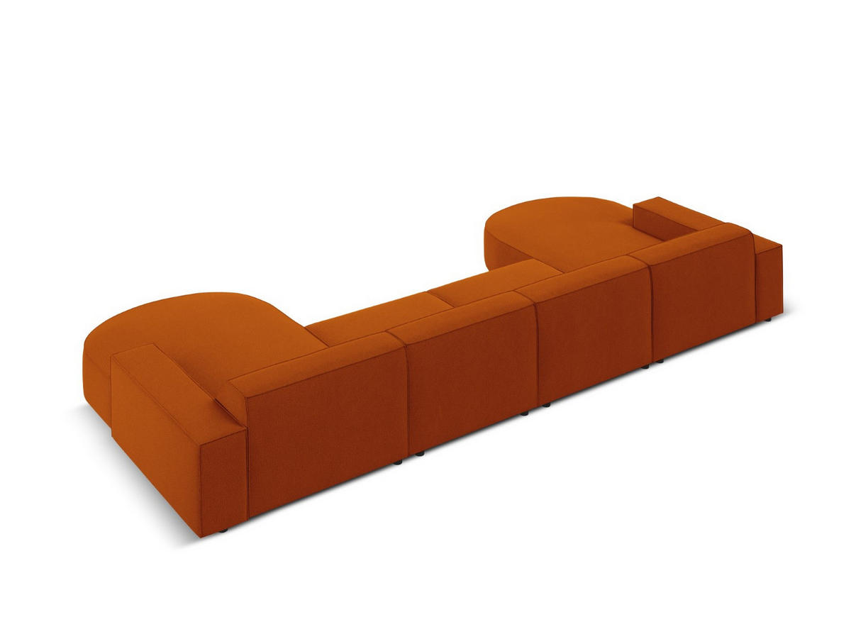 PANORAMASOFA Jodie aus strukturiertem Stoff terrakotta 6 Sitzplätze - Terra cotta, Textil (166/70/364cm) - Micadoni