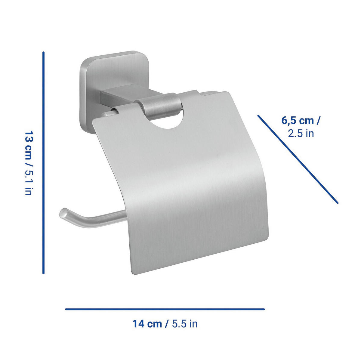 PAPIERHALTER mit Klappe Porto 6,5/14,5/13 cm - Silberfarben, Metall (14.5/13/6.5cm) - Wenko