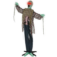 HALLOWEEN-ZOMBIE DE-42111 170 cm animiert mit LED und Sound Grün Rot Blau - Rot, Metall (60/170/18cm) - ComfortXL