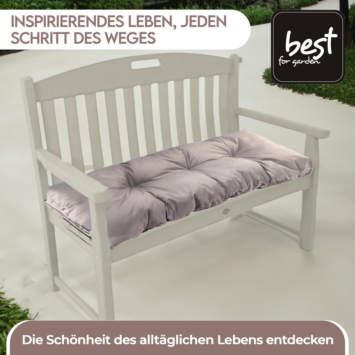SITZKISSEN mit Rückenteil für 2 Personen Bankauflage KOMPLETT (180x60x50 cm, Braun) - Braun, Naturmaterialien (180/50/60cm) - Best for Kids