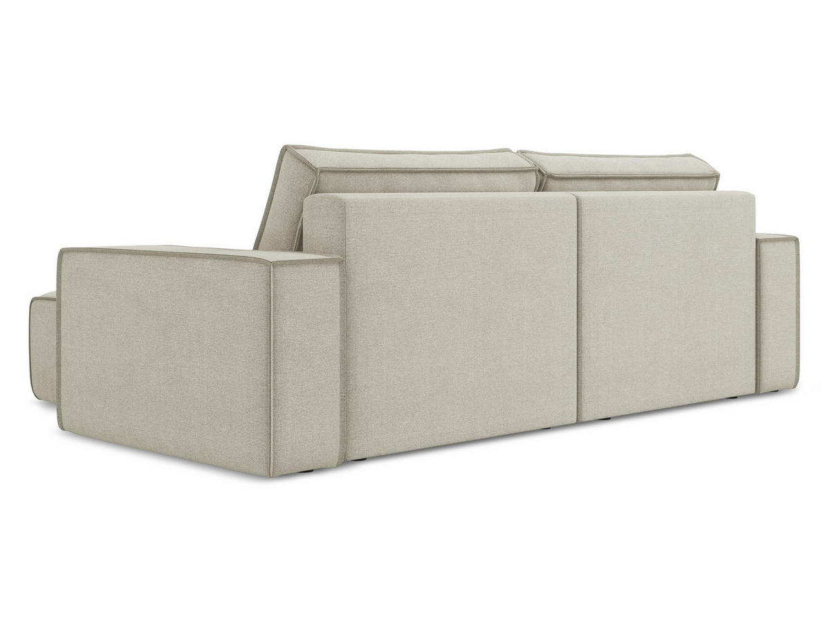ECKSOFA mit Schlaffunktion Strukturstoff Stoff Beige - Beige/Creme, Kunststoff/Textil (257/148cm) - Makamii