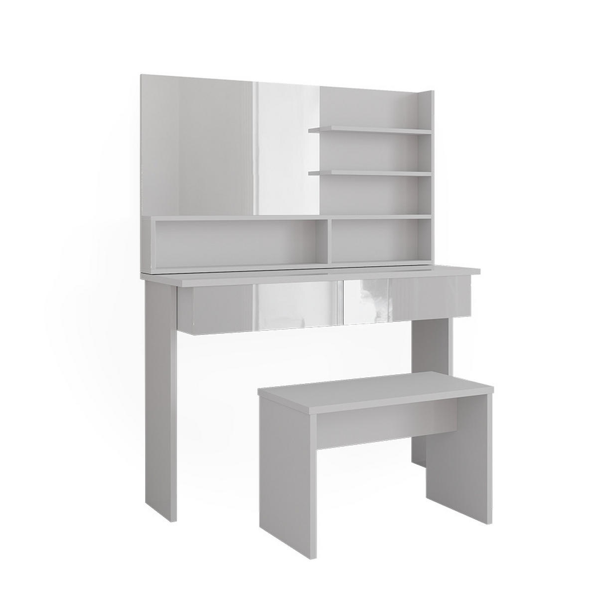 SCHMINKTISCH Azur Weiß 120 cm mit Bank - Weiß Hochglanz/Weiß, Holzwerkstoff (120/83.5/40cm) - Vicco