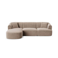 MODULARES-ECKSOFA links Campi aus Samt dunkelbeige 4 Sitzplätze - Mokka, Textil (156/256cm) - Cosmopolitan Design