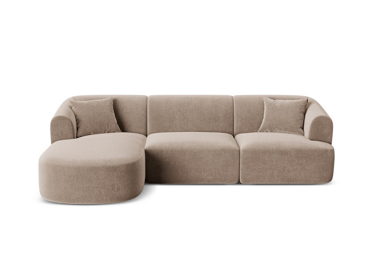MODULARES-ECKSOFA links Campi aus Samt dunkelbeige 4 Sitzplätze - Mokka, Textil (156/256cm) - Cosmopolitan Design