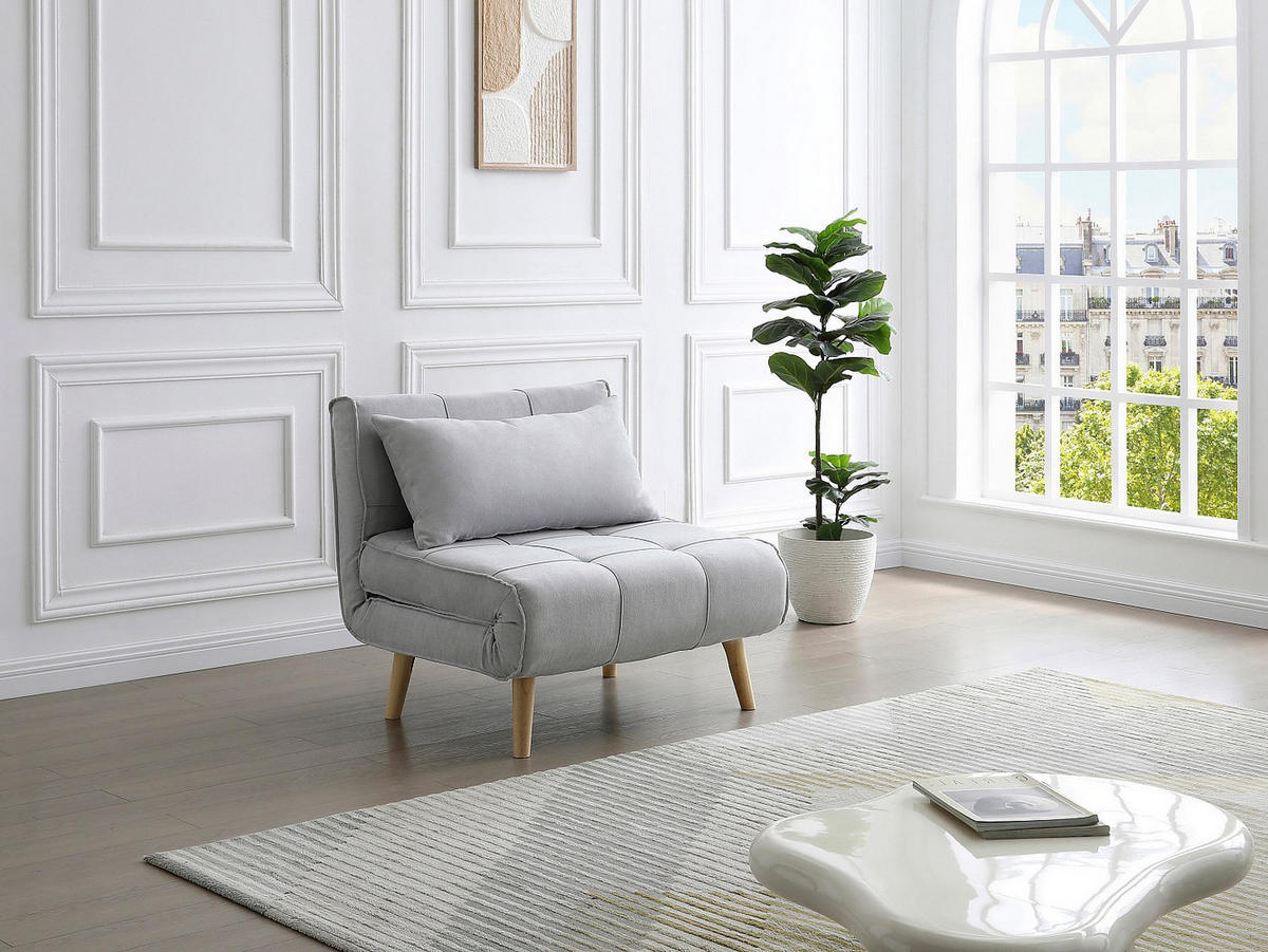 SCHLAFSESSEL - Stoff - Hellgrau - CHILA - Hellgrau, Textil (90/83/82cm) - Vente-Unique