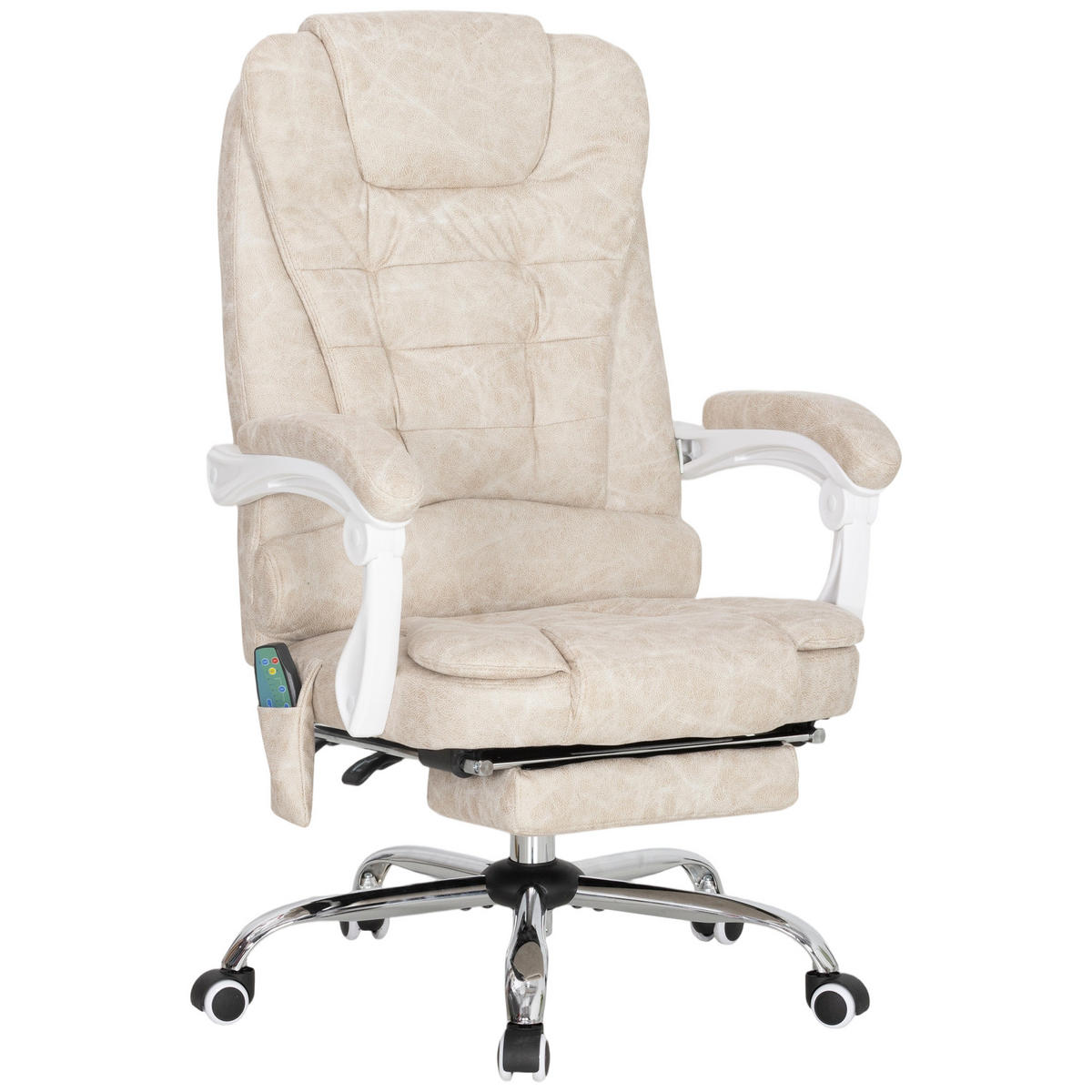 CHEFSESSEL DE-05236 Massage, neigbar & Liegefunktion Grau - Creme, Metall (70/119/65cm) - ComfortXL
