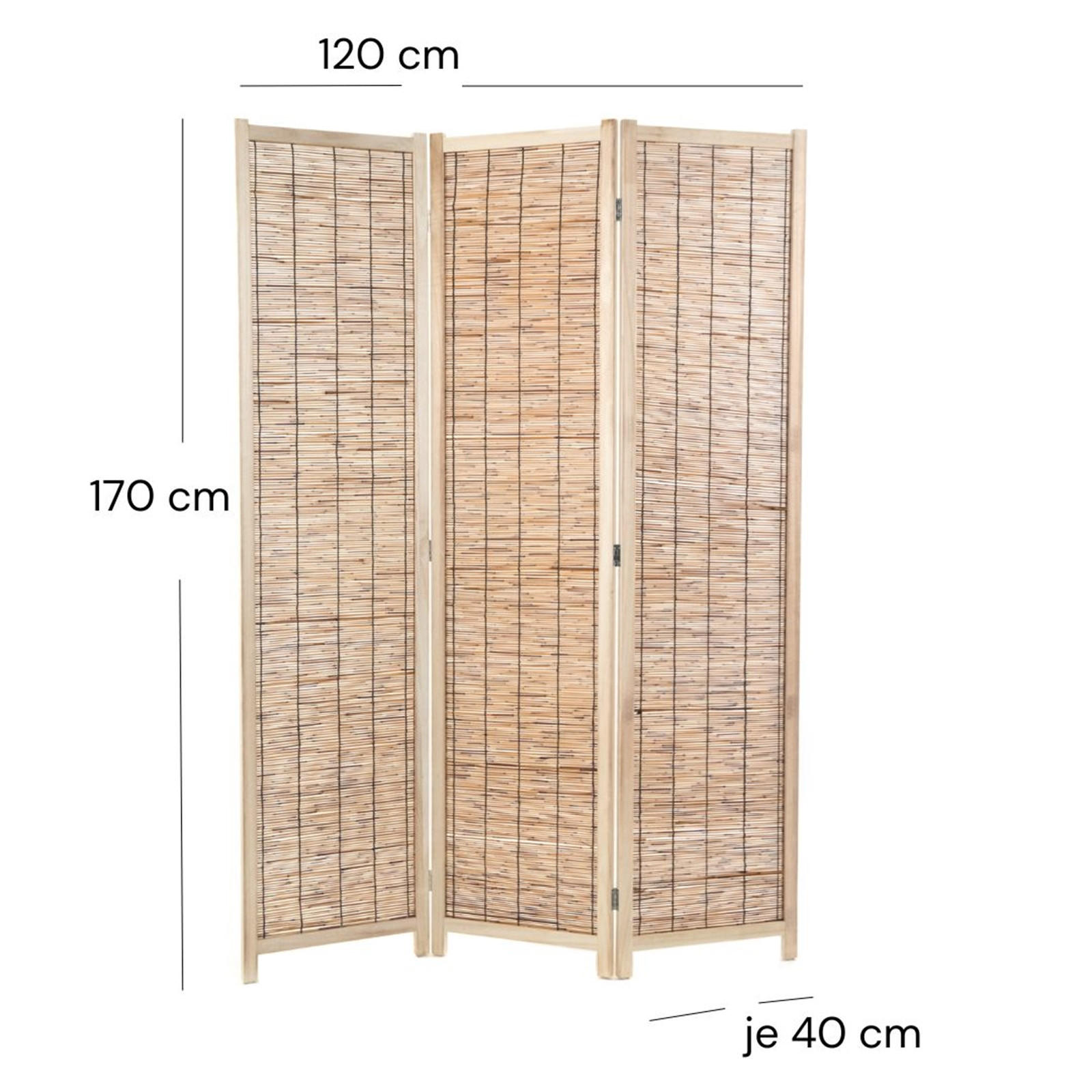 RAUMTEILER Playa 3-tlg. Schilfrohr Holz braun - Braun, Holz (120/170/3cm) - DESIGN DELIGHTS