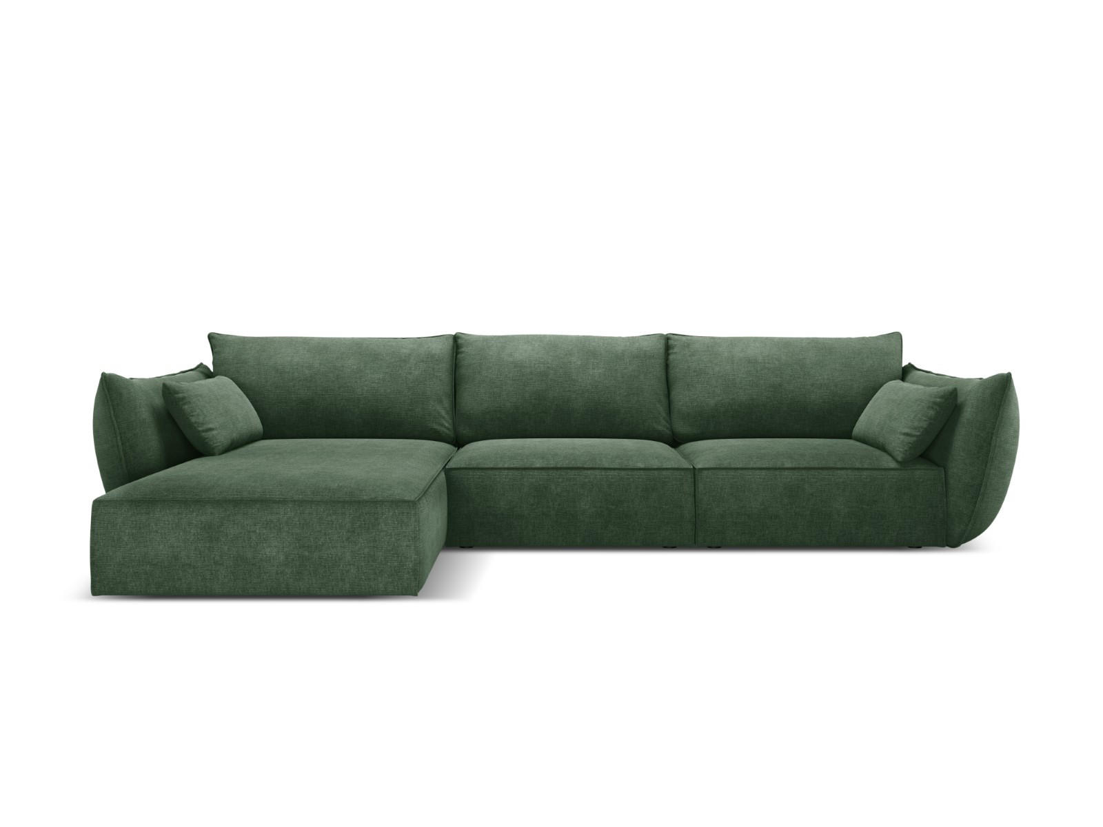 ECKSOFA links Kaelle aus Chenille-Stoff flaschengrün 4 Sitzplätze - Dunkelgrün, Textil (171/308cm) - Micadoni