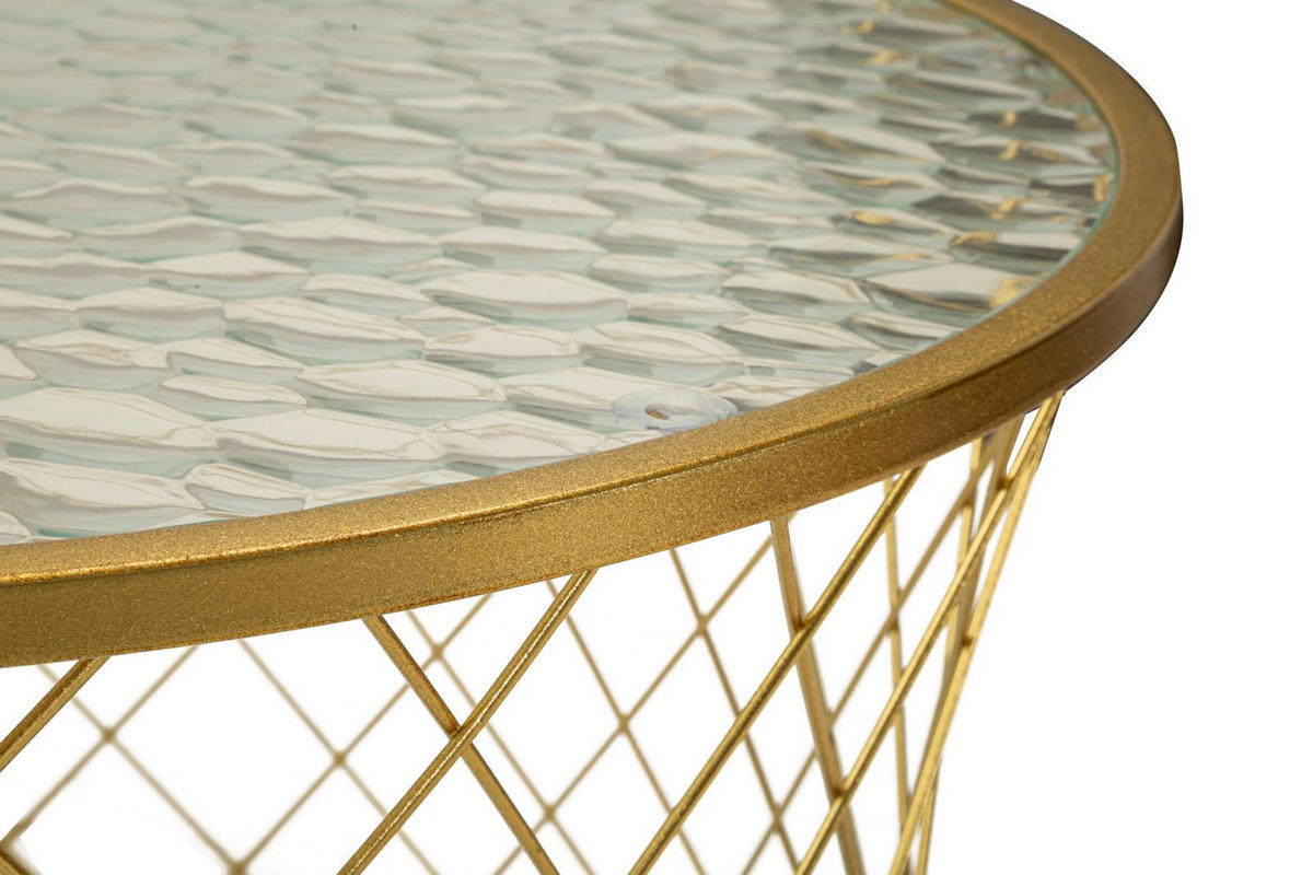 TISCHE IM 4ER-SET Noah, goldfarben, Eisen und Glas, Höhen 45, 54,5 und 50 cm - Goldfarben, Glas/Metall (70/70/55cm) - Mauro Ferretti