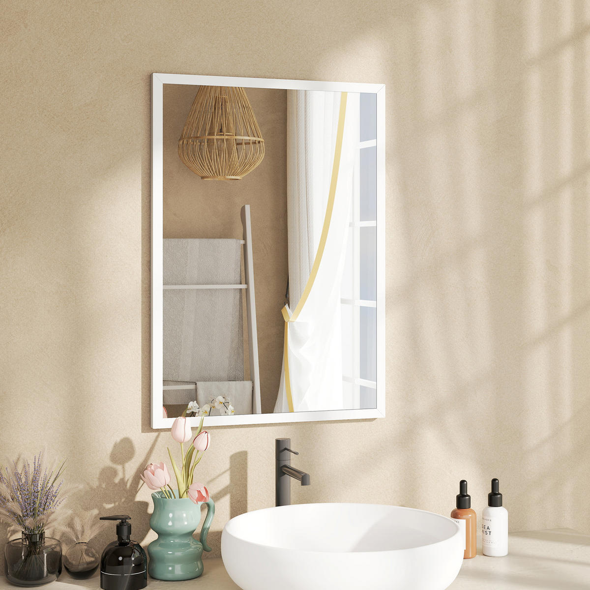WANDSPIEGEL DE-14337 rechteckig 50x70 cm Weiß - Weiß, Glas (50/70/2cm) - ComfortXL