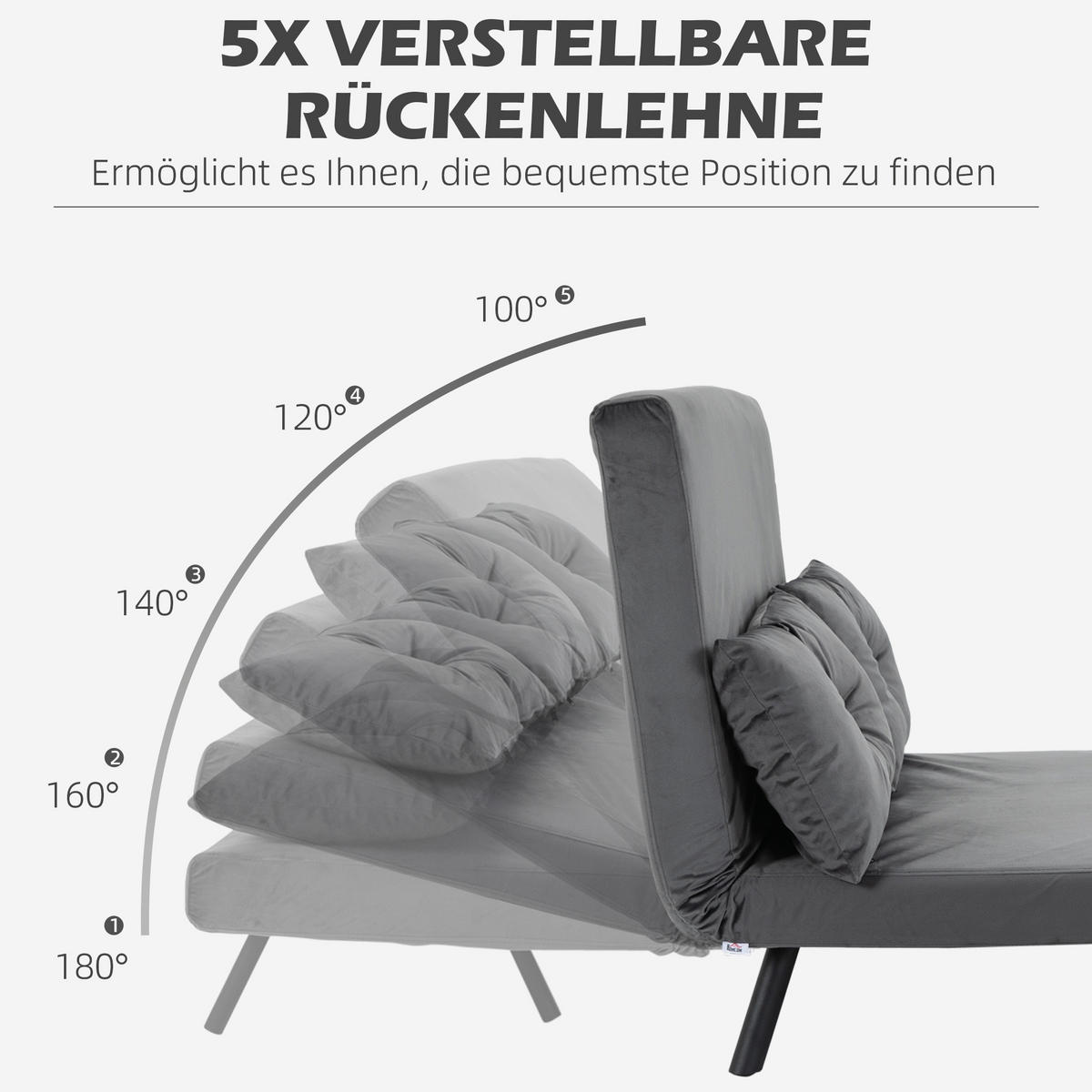 SCHLAFSOFA, Zweisitzer mit Bettfunktion, Schlafcouch mit Samtoptik, Rückenkissen - Dunkelgrau/Schwarz, Holz/Textil (73/81/102cm) - HOMCOM