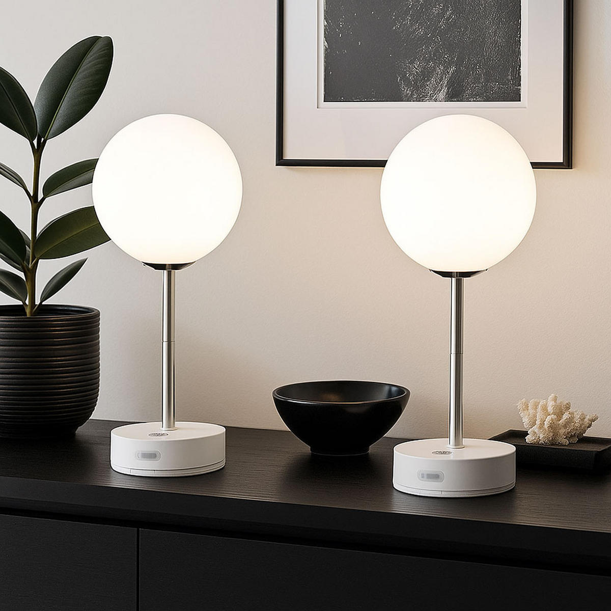 LED TISCHLEUCHTE Grada Weiß - Weiß, Metall (12/12/28cm) - Globo Lighting