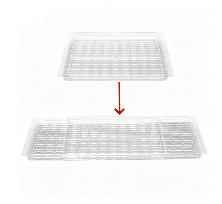 BESTECKEINSATZ,AUSZIEHBAR (links/Rechts), Offenes Design, (45–68) cm × 20,3 cm, Transparent. - Transparent, Kunststoff (20.2/3/68cm) - Weltevree