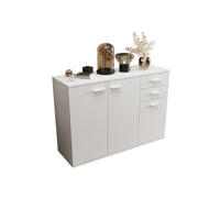 KOMMODE London LMK 3D2S mit 3 Türen, Sideboard in Farbe: Weiß, Größe: 106 x 75 x 35 cm - Weiß, Holzwerkstoff (106/75/35cm) - O-Sofa