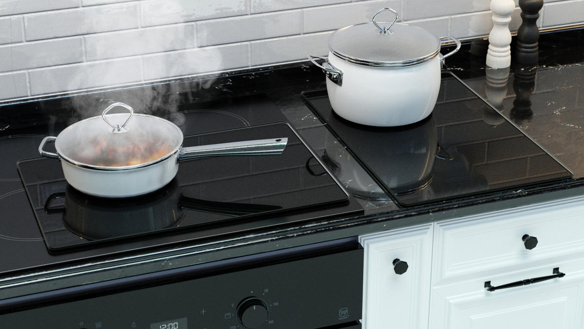 GLAS Herdabdeckplatte Classic Black 2 Stück - 52x30cm - Schwarz, Glas (60/52/0.7cm) - ALLboards