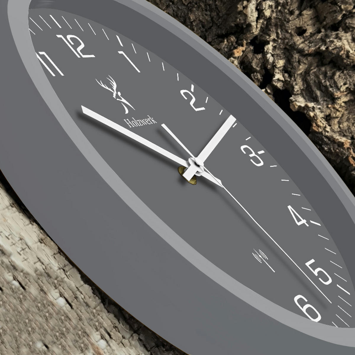 WANDUHR Holz Designer FRIEDBERG (FUNK) Loft Wand Uhr, grau, weiß - Weiß/Grau, Glas/Holz (30/30/4.2cm) - Holzwerk
