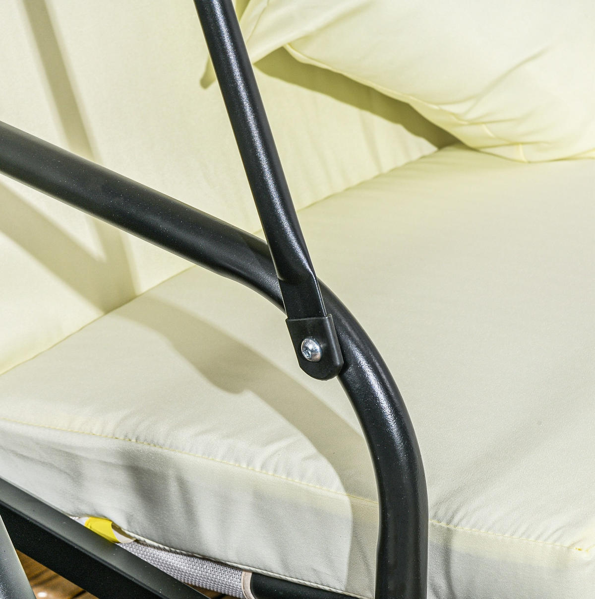 HOLLYWOODSCHAUKEL 200/125/170 cm cremeweiß aus Metall mit Liegefunktion - Beige, Metall (125/170/200cm) - OKWISH