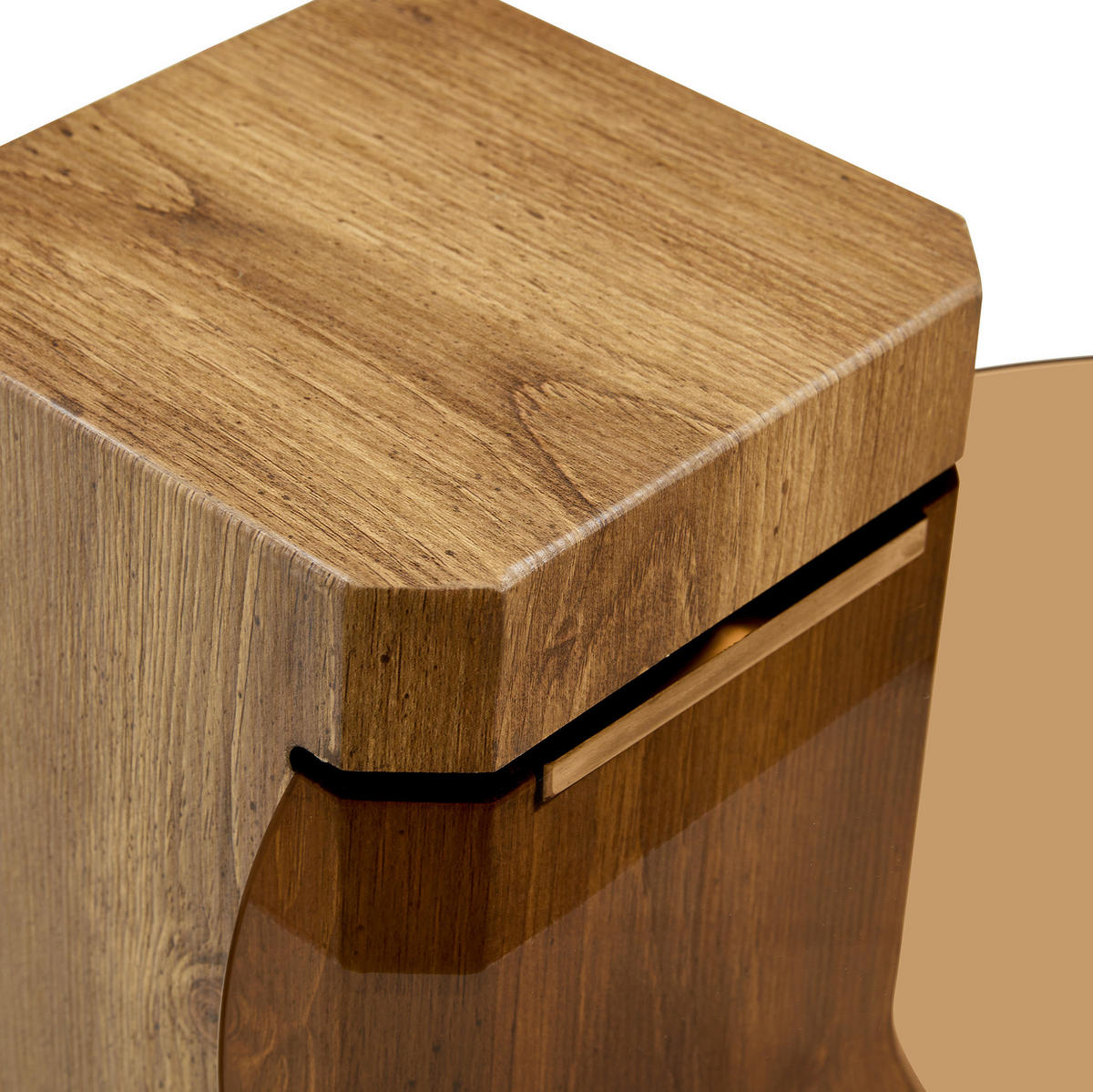 KLUBSKA miza, MDF/steklo, rjav lesni dekor, 61/44 cm, 2v1 - naravne barve, leseni material (61/61/36cm) - BEAOK