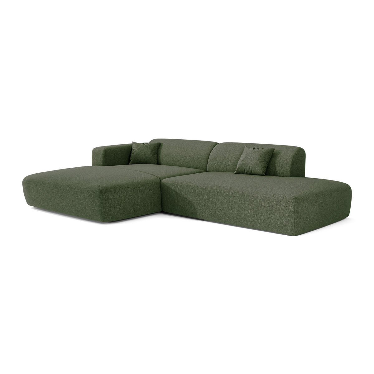 ECKSOFA LINKS Rastergewebe Olivgrün 310cm - Olivgrün/Grün, Textil (300/96cm) - Sia Home