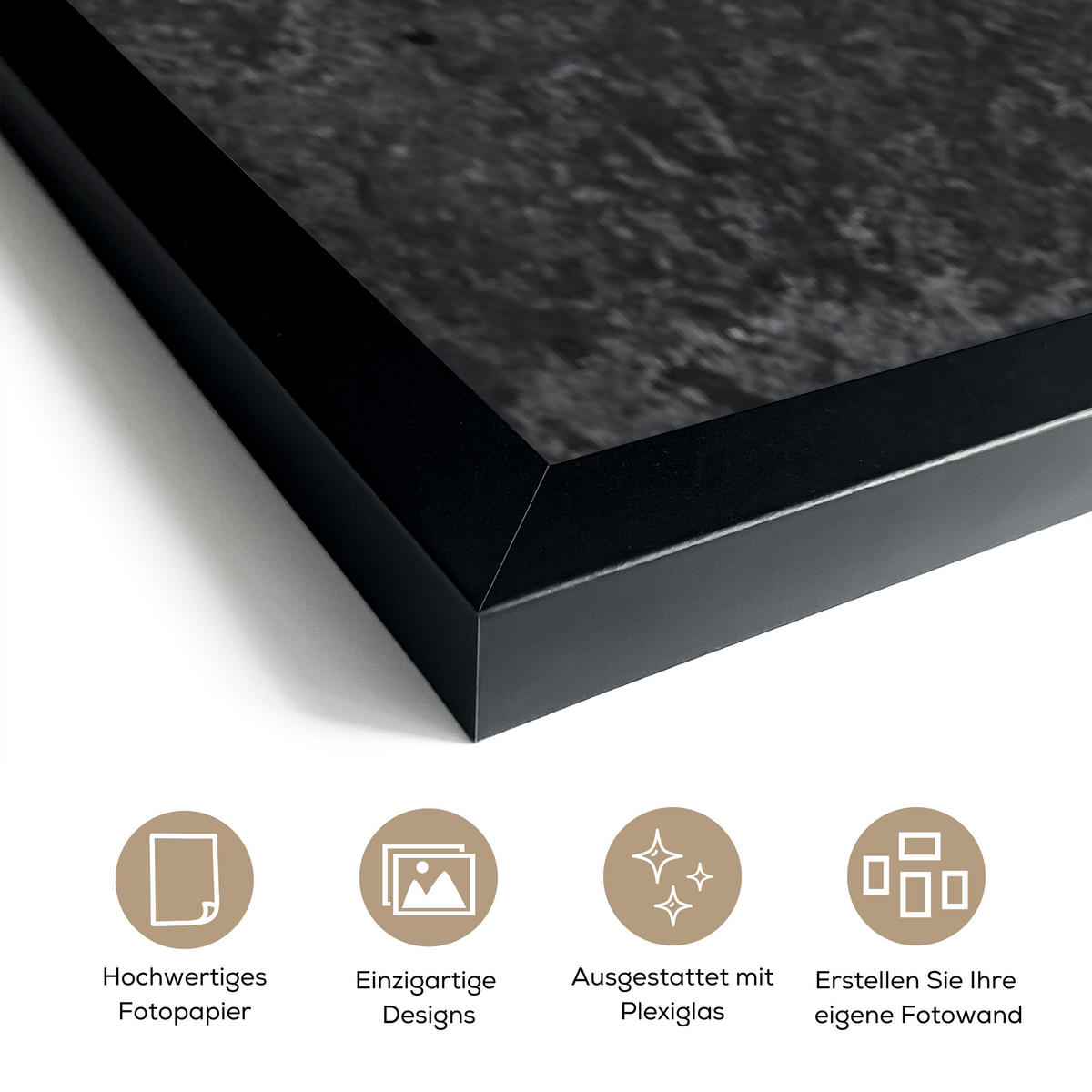 GERAHMTES BILD Pfeffer - Kräuter - Gewürze - Beton 80x120 cm - Dunkelgrau, Papier (80/120cm) - MuchoWow